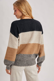 Color Block Knit Pullover Sweater