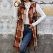 Sleeveless Plaid Vest Cardigan