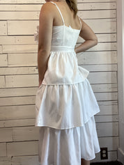 Bridal Bow Tiered Midi Dress