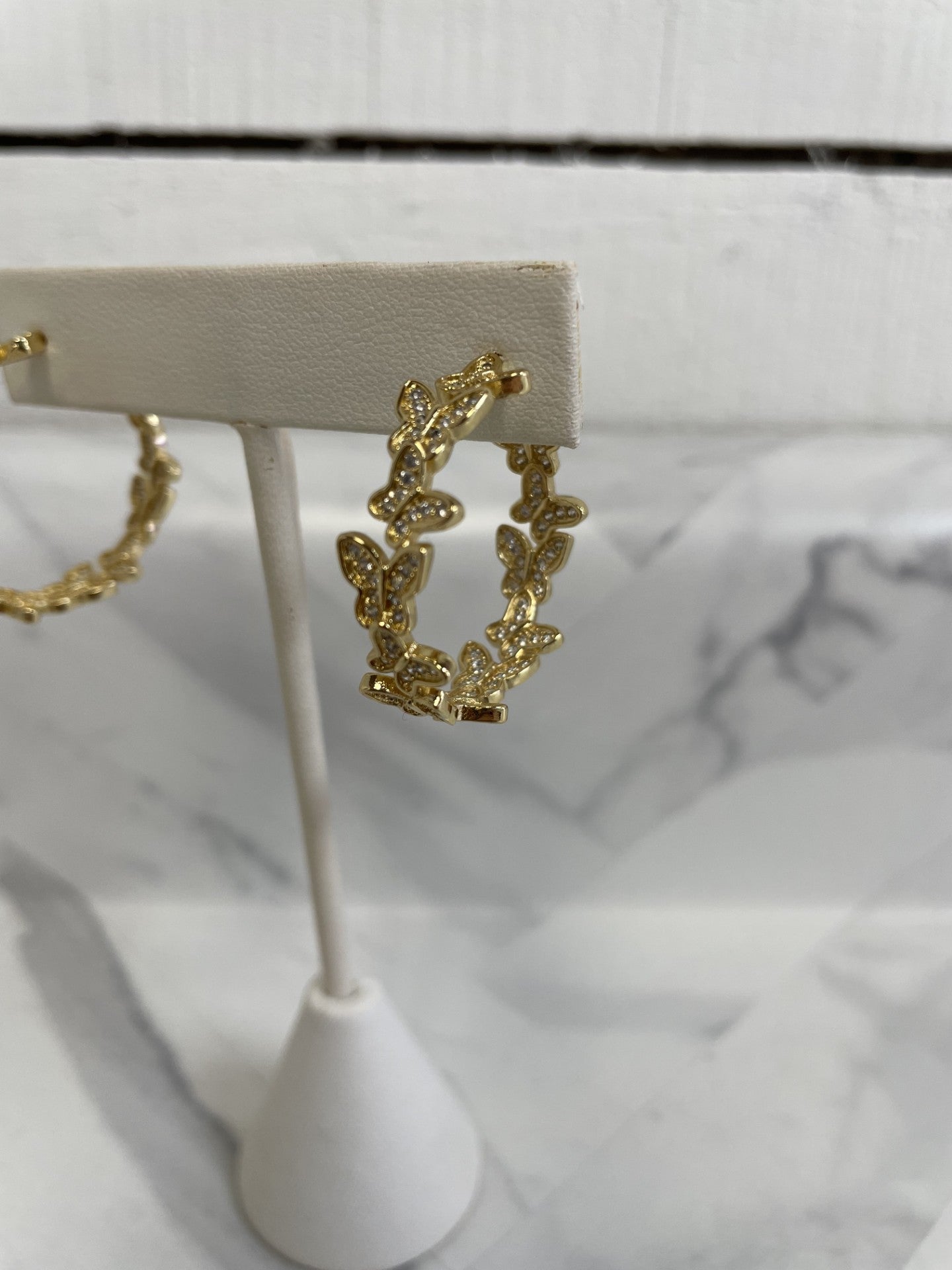 Golden Butterfly Hoop Earring